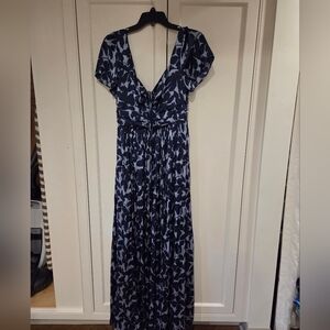 J. Crew Tie Neck Flutter Sleeve Dress In Printed Luster Crepe